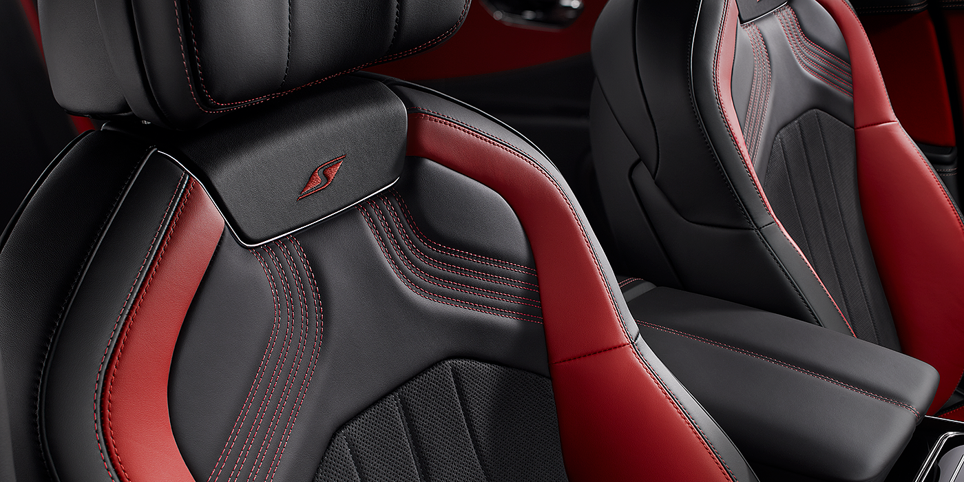 Bentley Antwerp Bentley Flying Spur S seat in Beluga black and \hotspur red hide with S emblem stitching