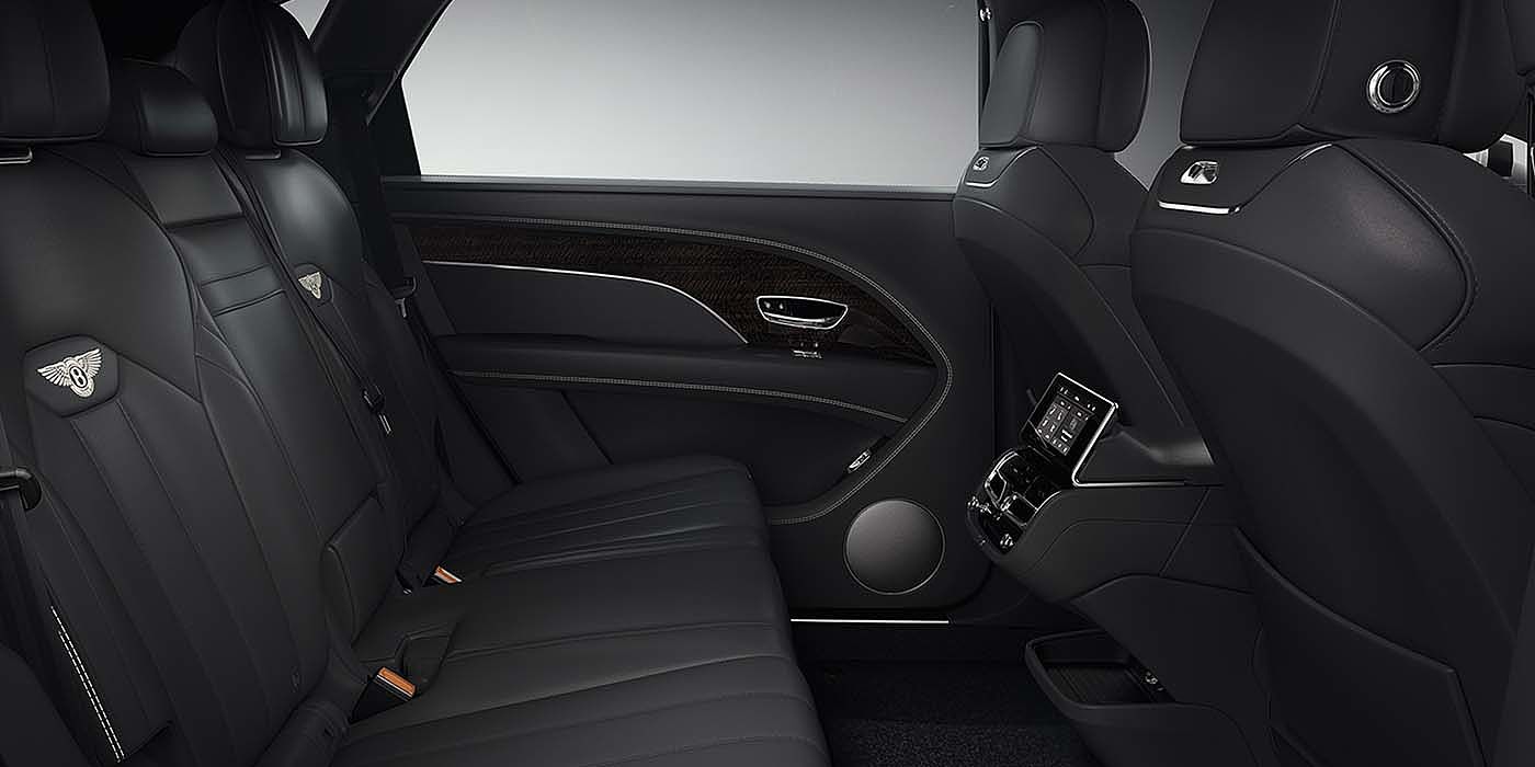 Bentley Antwerp Bentley Bentayga EWB SUV rear interior in Beluga black leather