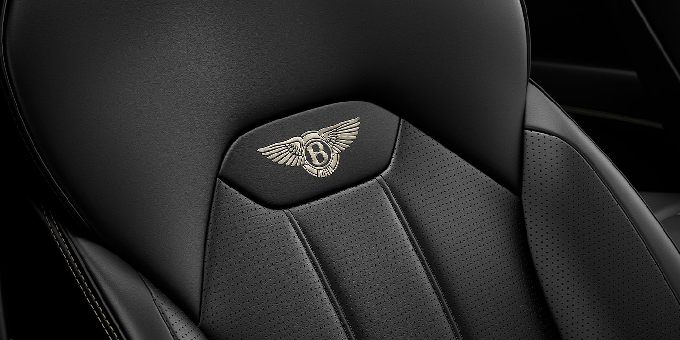 Bentley Antwerp Bentley Bentayga SUV seat detail in Beluga black hide