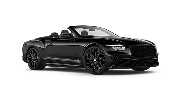 Bentley Antwerp Bentley Continental GTC Black Edition convertible front three quarters in Onyx black paint
